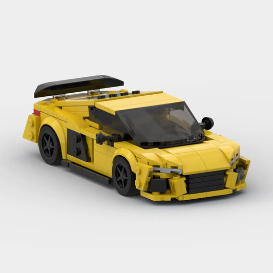 Yellow Audi R8 building block toy car