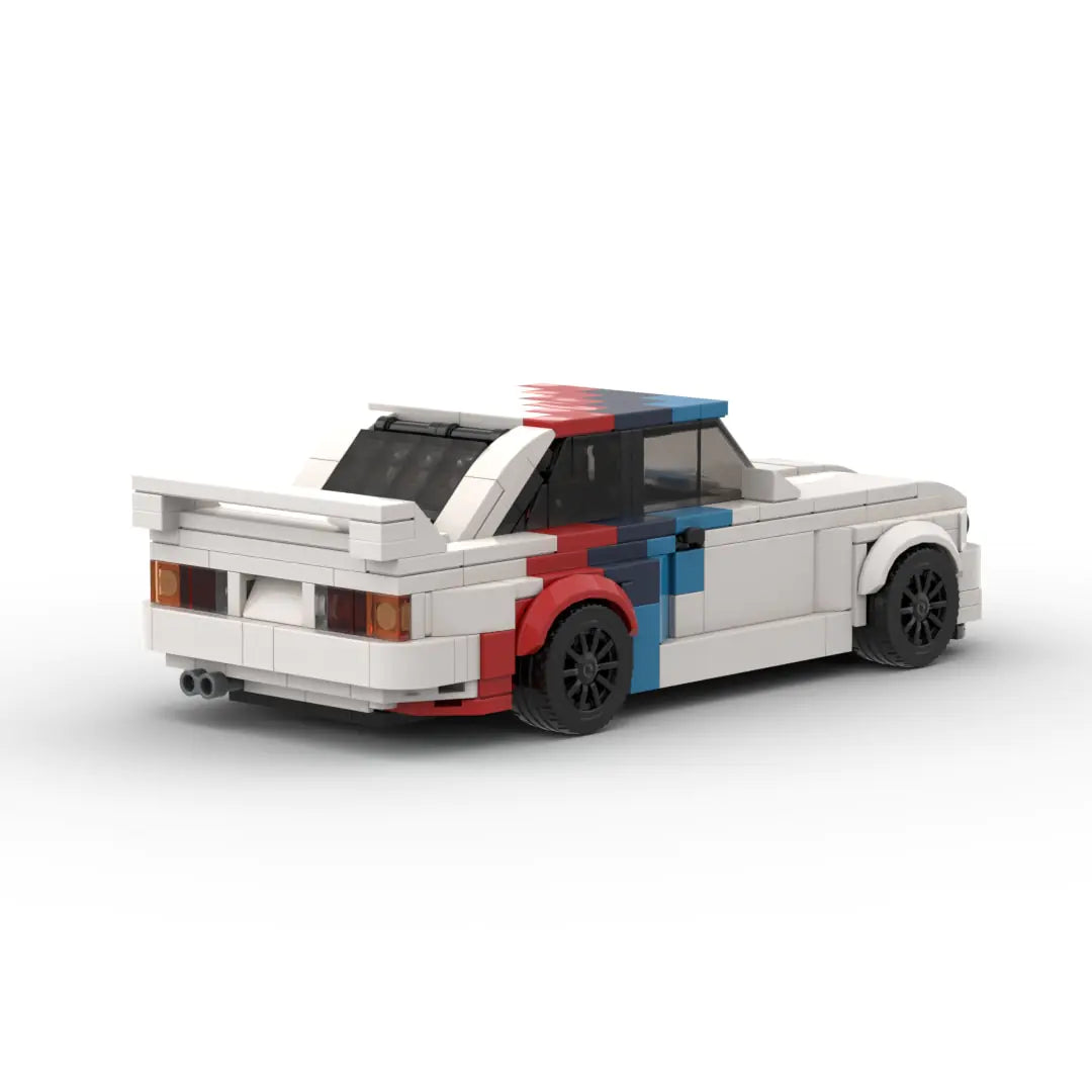 White BMW M3 E30 building block toy car with PDF instructions