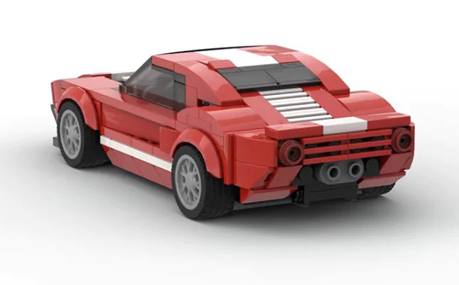 Red and White Ford GT building block lego toy car