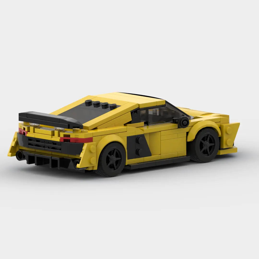 Yellow Audi R8 building block toy car