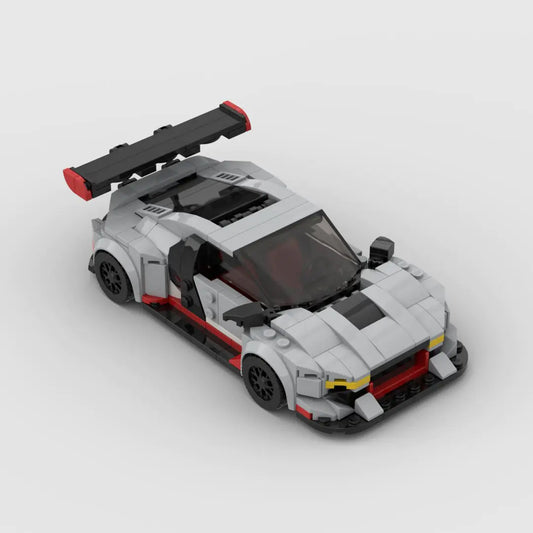 Grey and red Audi R8 LMS GT3 building block toy car