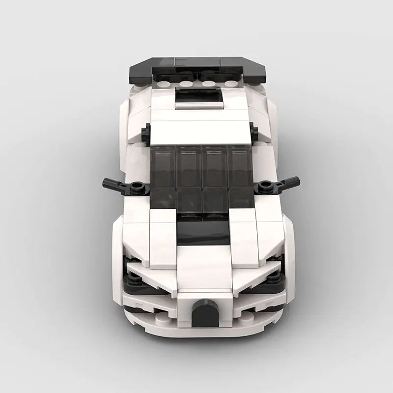 White Bugatti Chiron building block toy car with PDF instructions