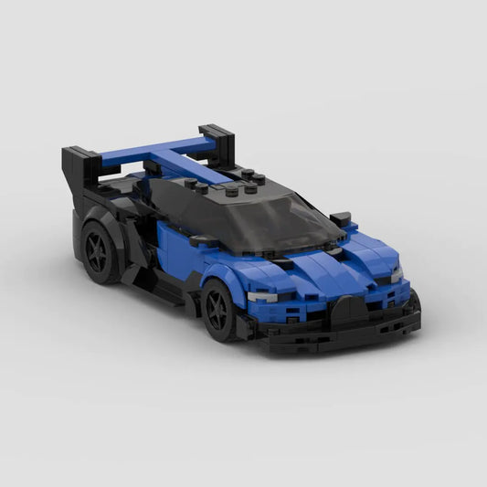 Blue and Black Bugatti Vision GT building block toy car with PDF instructions