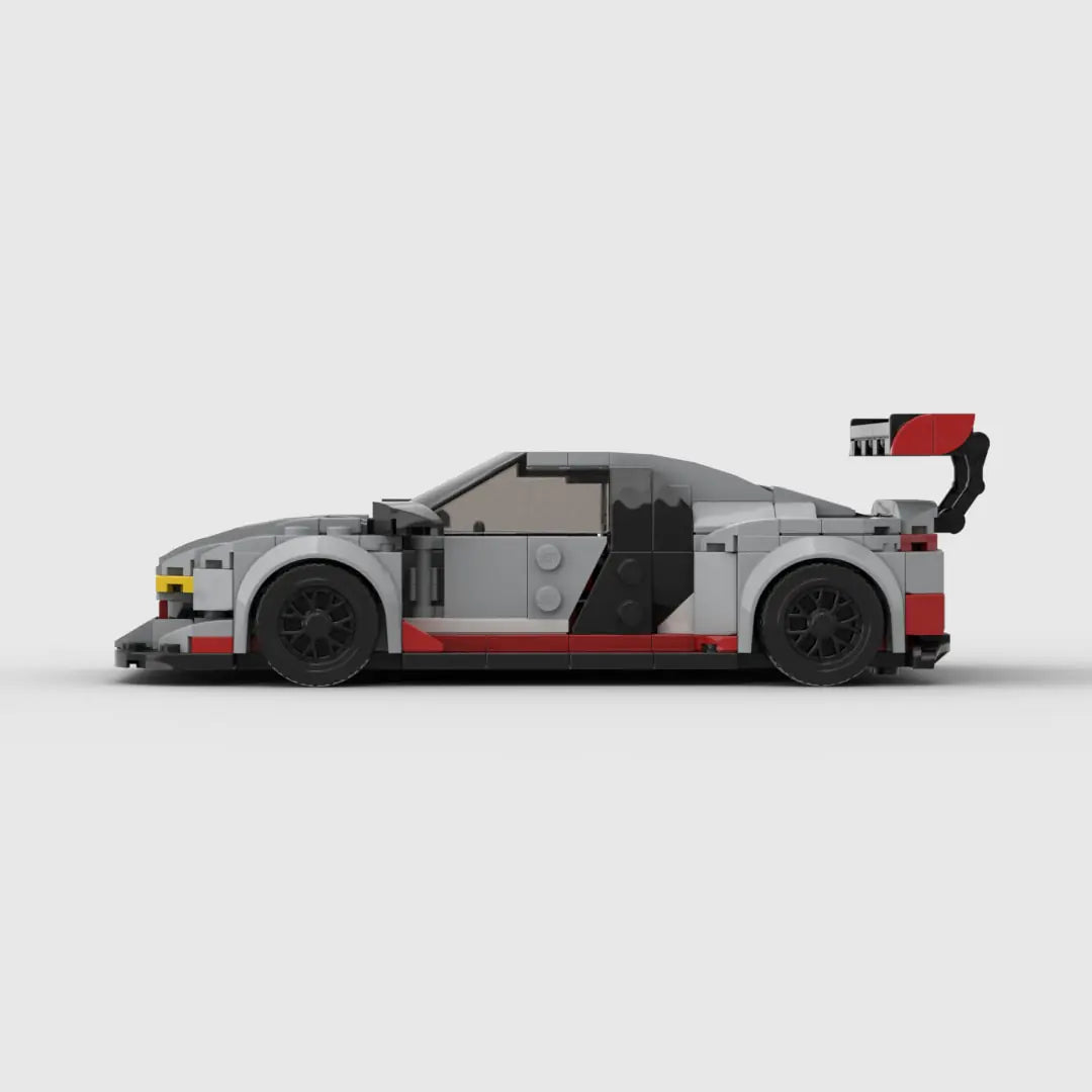 Grey and red Audi R8 LMS GT3 building block toy car