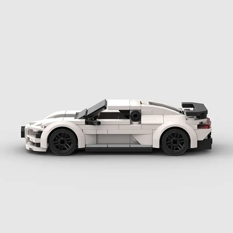 White Bugatti Chiron building block toy car with PDF instructions