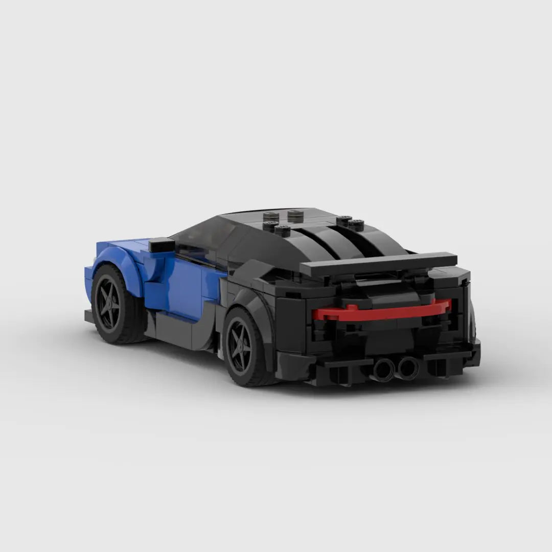 Blue and Black Bugatti Veyron building block toy car with PDF instructions