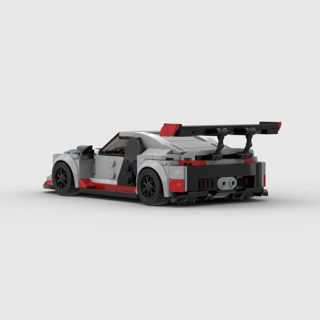 Grey and red Audi R8 LMS GT3 building block toy car