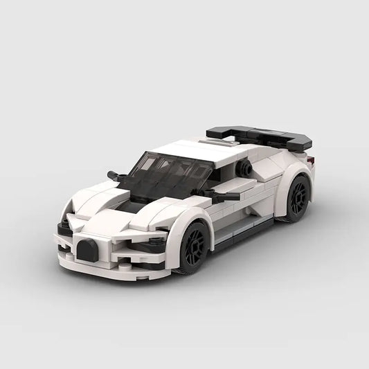 White Bugatti Chiron building block toy car with PDF instructions