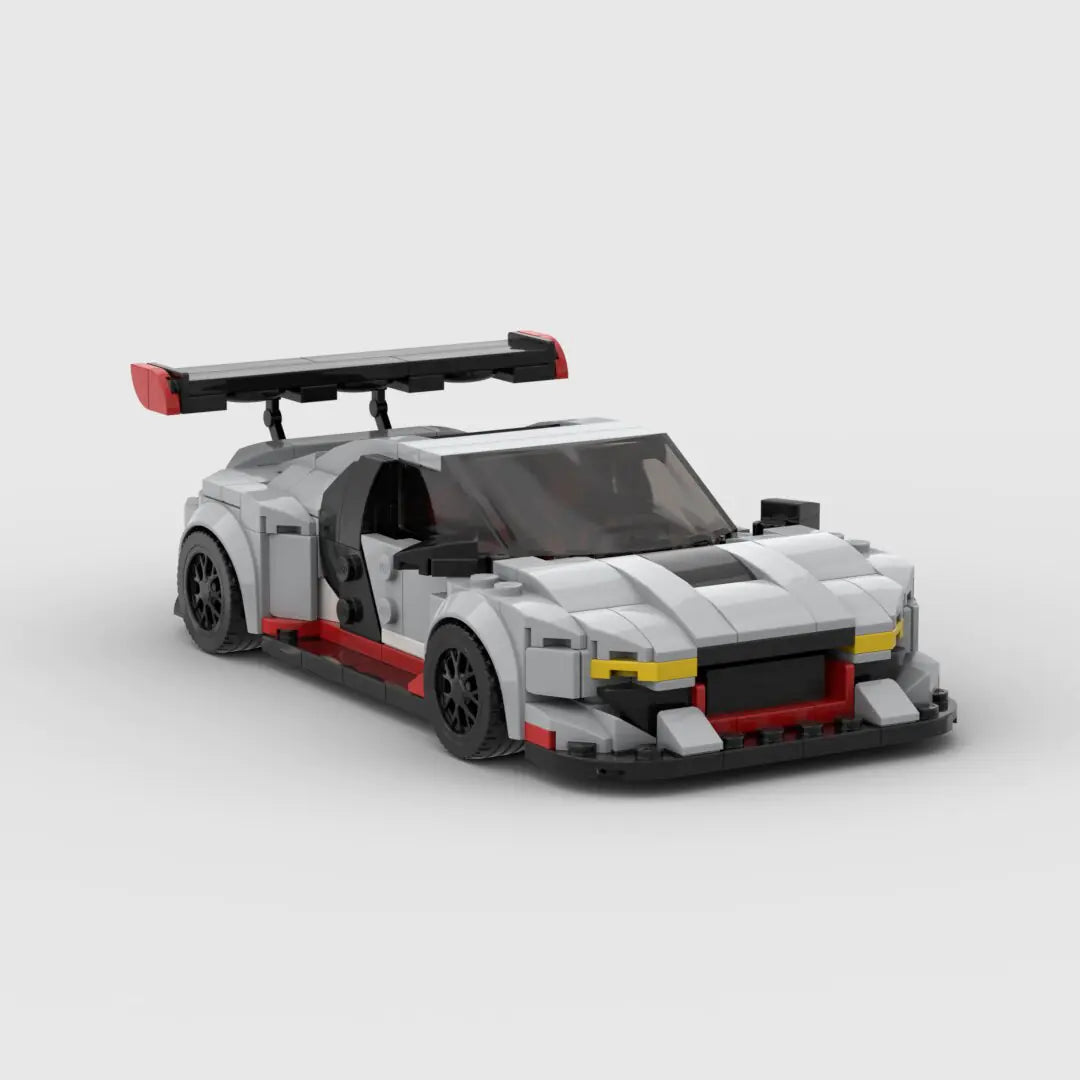 Grey and red Audi R8 LMS GT3 building block toy car