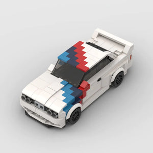 White BMW M3 E30 building block toy car with PDF instructions