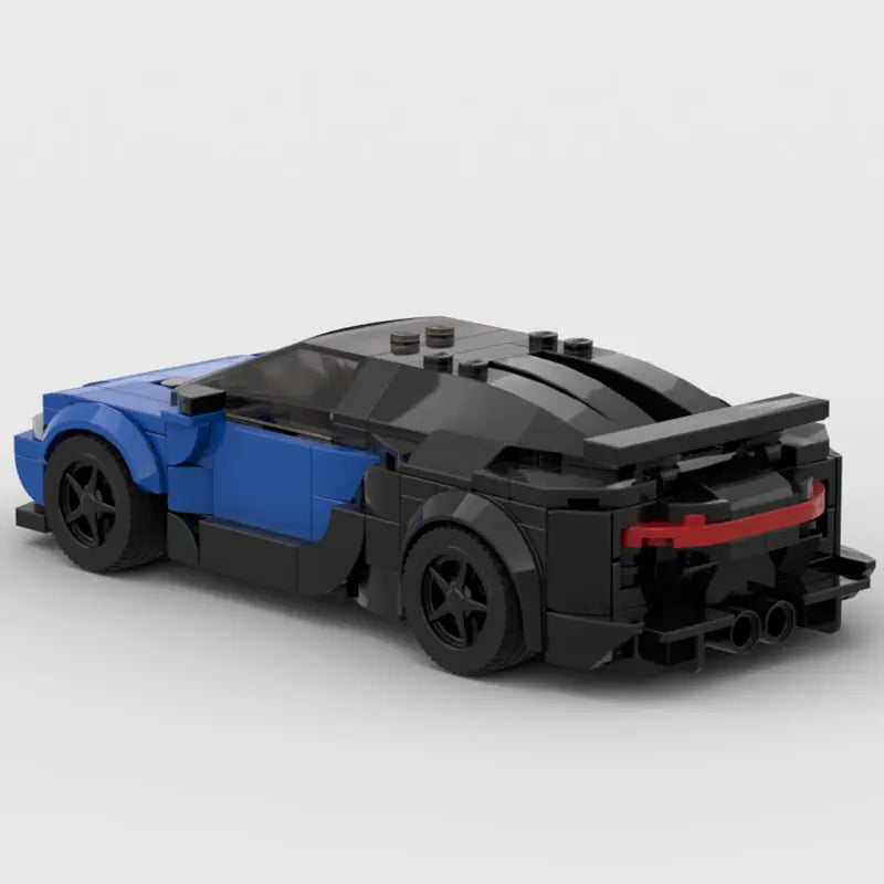 Blue and Black Bugatti Veyron building block toy car with PDF instructions