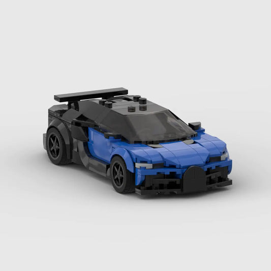 Blue and Black Bugatti Veyron building block toy car with PDF instructions