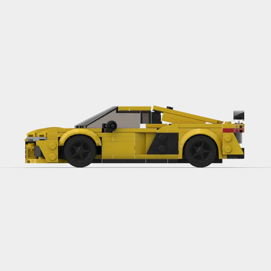 Yellow Audi R8 building block toy car