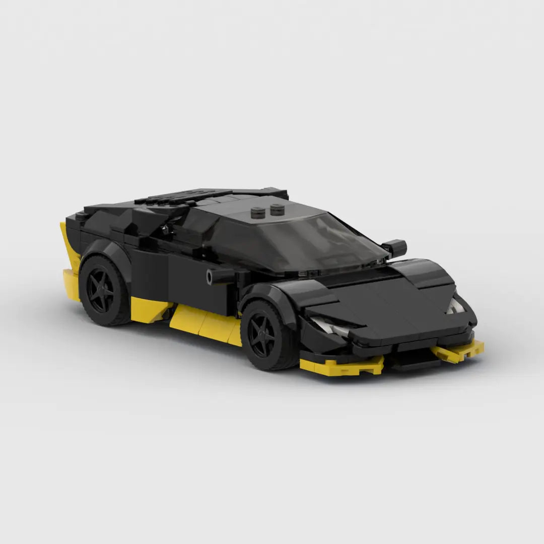 Black and Yellow Lamborghini Huracan building block lego toy car