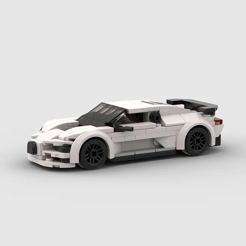 White Bugatti Chiron building block toy car with PDF instructions