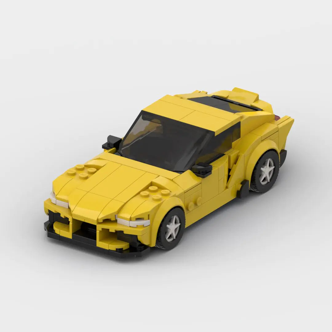 Yellow Toyota Supra GR building block lego toy car