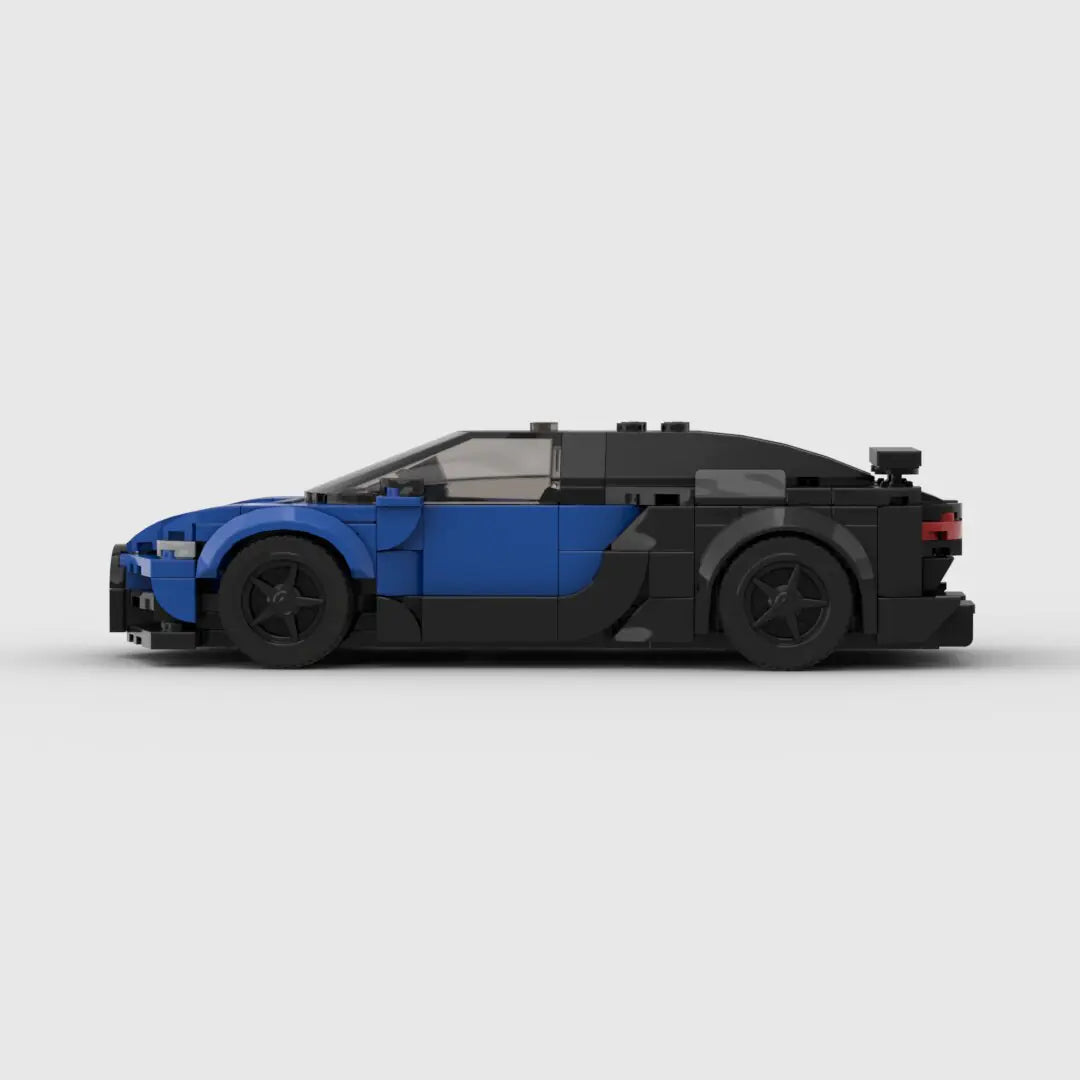 Blue and Black Bugatti Veyron building block toy car with PDF instructions