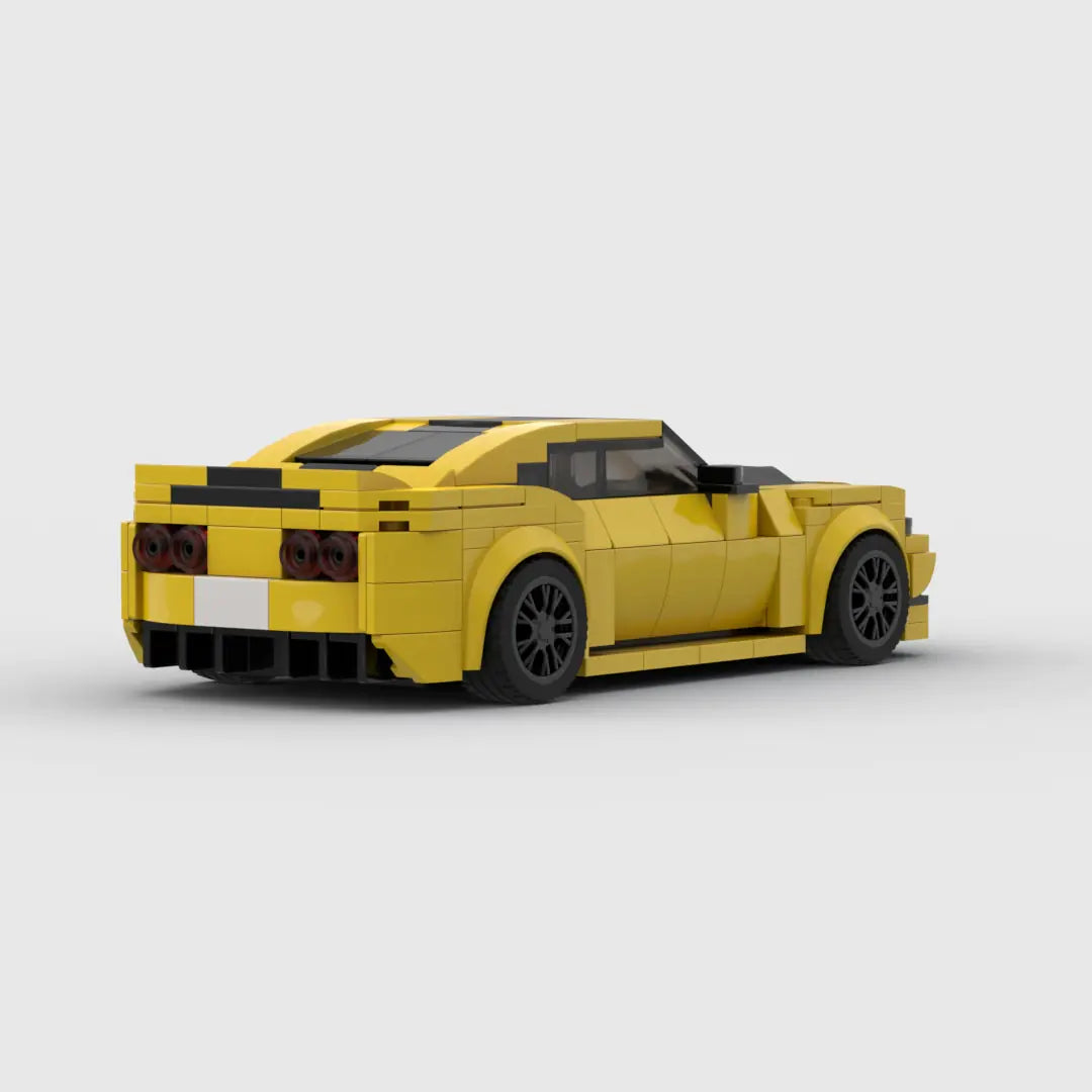 Yellow Chevrolet Camaro building block lego toy car with PDF instructions