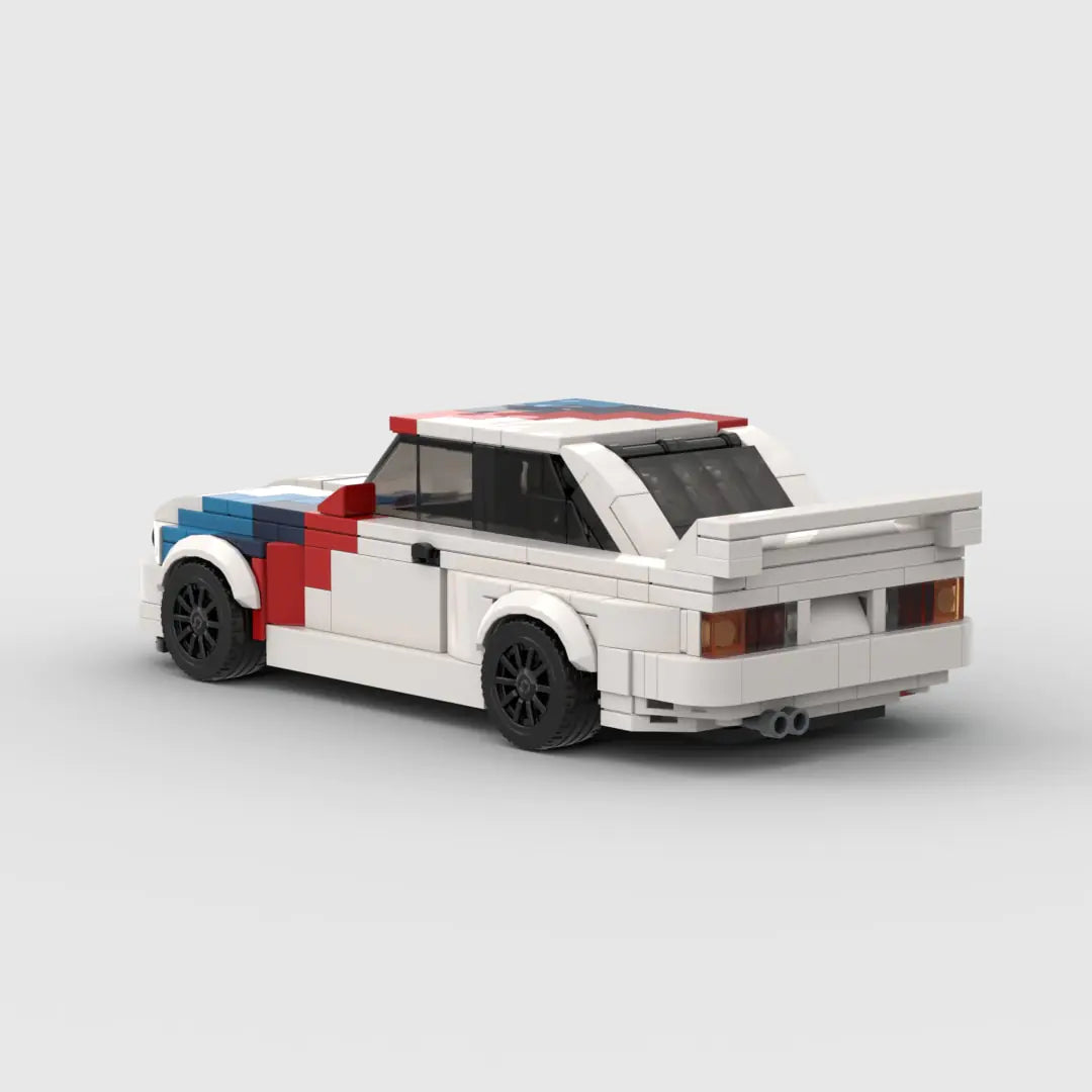 White BMW M3 E30 building block toy car with PDF instructions