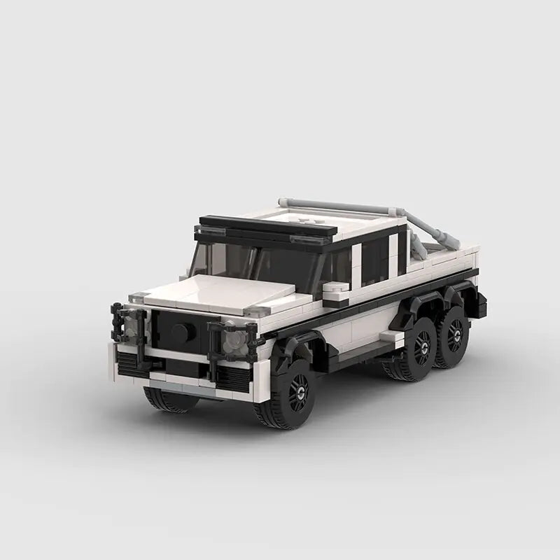 White Mercedes-AMG G63 6x6 building block lego toy car