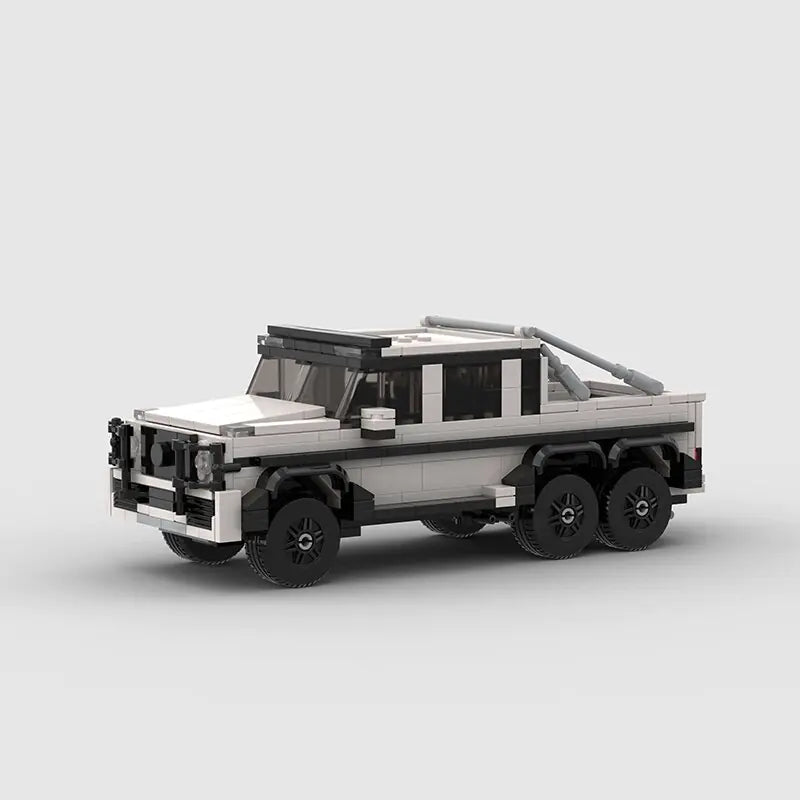 White Mercedes-AMG G63 6x6 building block lego toy car