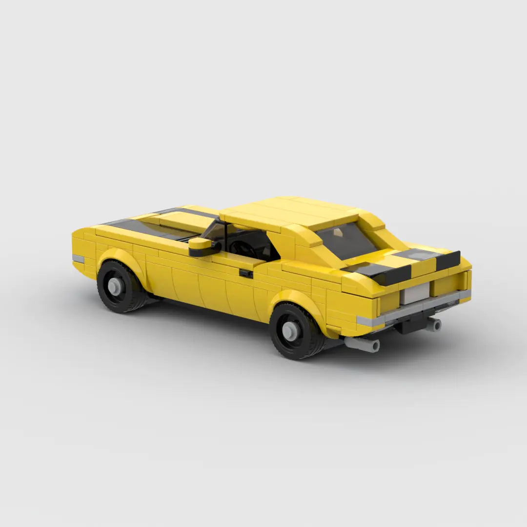 Yellow Chevrolet Camaro Z28 Retro building block lego toy car with PDF instructions