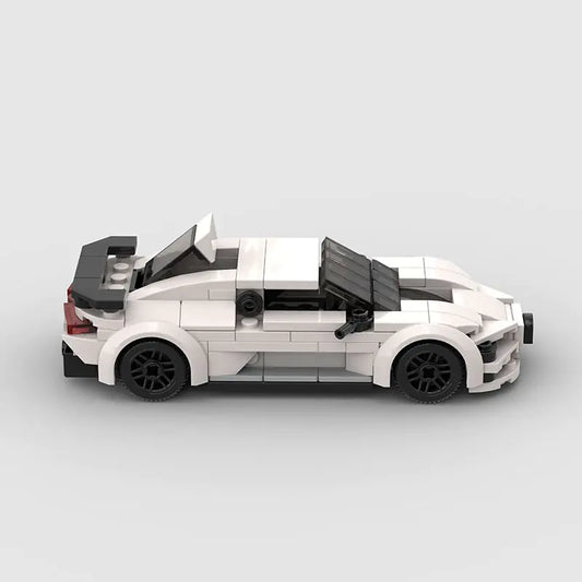 White Bugatti Chiron building block toy car with PDF instructions