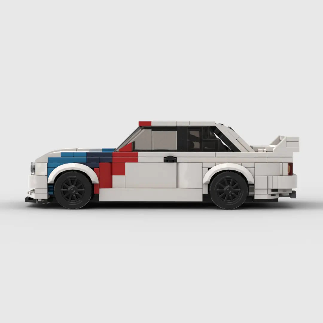 White BMW M3 E30 building block toy car with PDF instructions