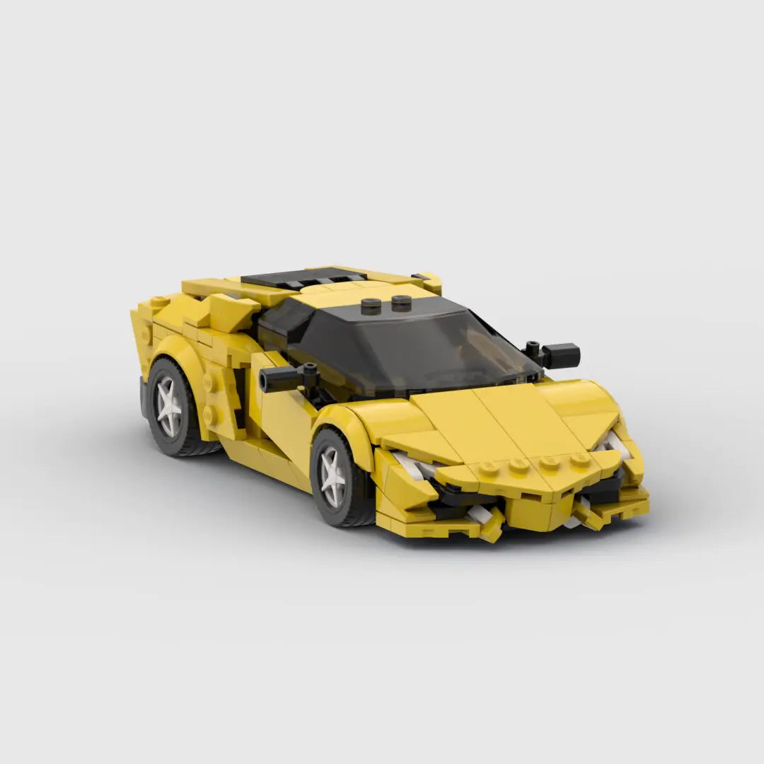 Yellow Lamborghini Aventador building block lego toy car