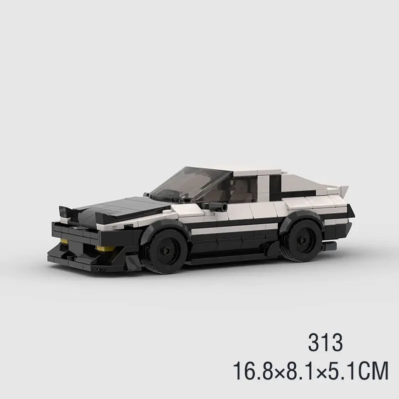 White and Black Toyota AE86 313 piece building block lego toy car