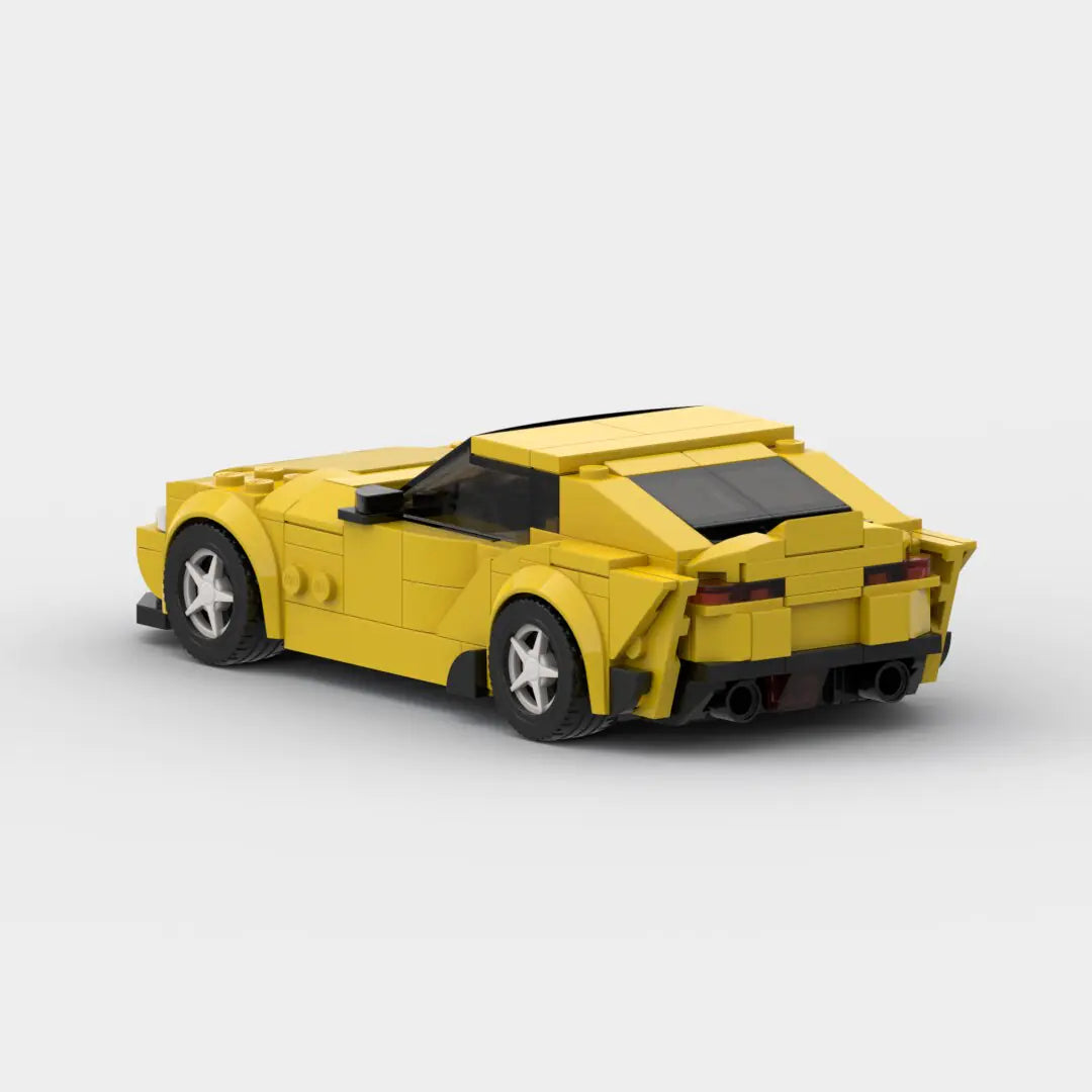 Yellow Toyota Supra GR building block lego toy car