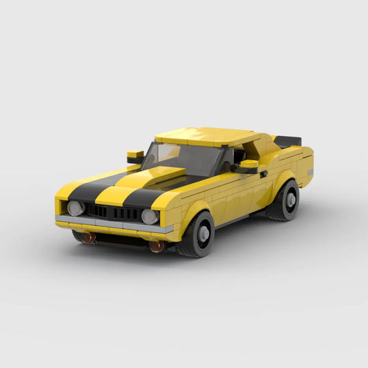 Yellow Chevrolet Camaro Z28 Retro building block lego toy car with PDF instructions