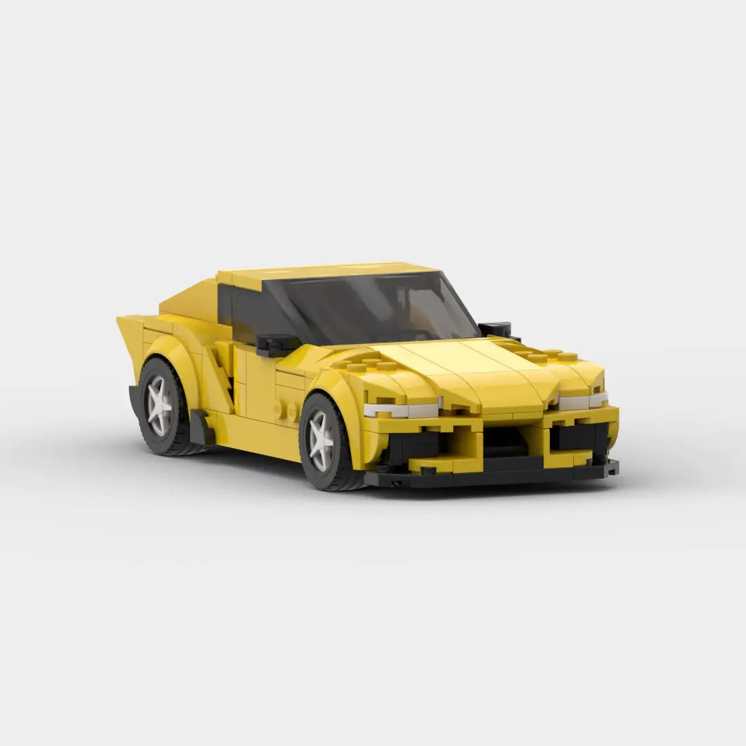 Yellow Toyota Supra GR building block lego toy car